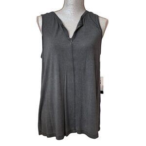 CABLE & GAUGE Sport Sleeveless V-Neck Top in Dark Heather Gray LARGE NWT